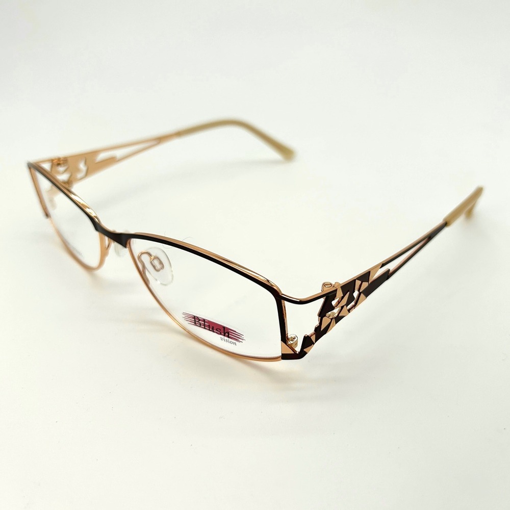Womens Eyeglasses Frames Blush Vision Lola Size 55-16-135 Dark Brown Gold NEW